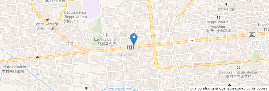 Mapa de ubicacion de 別府上田ノ湯郵便局 en 日本, 大分县, 别府市.