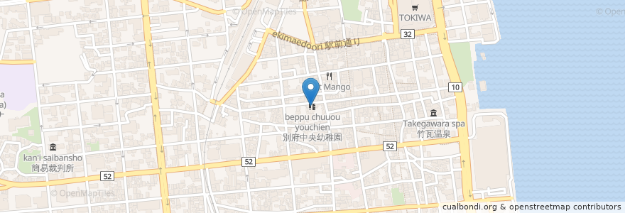 Mapa de ubicacion de 別府中央幼稚園 en 日本, 大分県, 別府市.