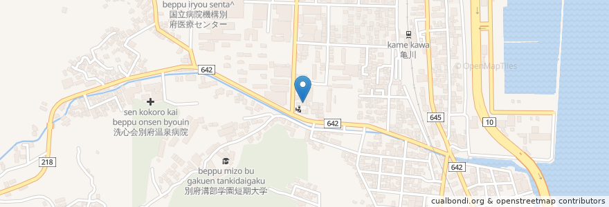 Mapa de ubicacion de 別府警察署亀川交番 en اليابان, 大分県, 別府市.