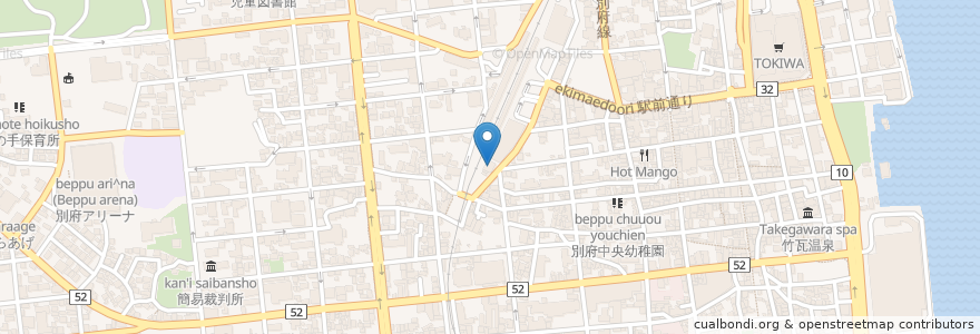 Mapa de ubicacion de 別府警察署別府駅交番 en 日本, 大分県, 別府市.