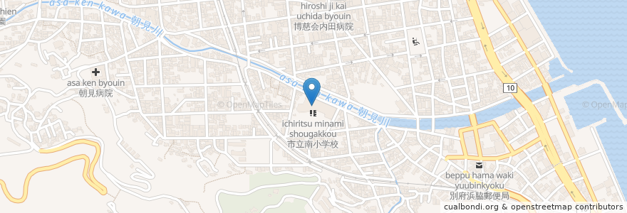Mapa de ubicacion de 南幼稚園 en Japon, Préfecture D'Ōita, 別府市.