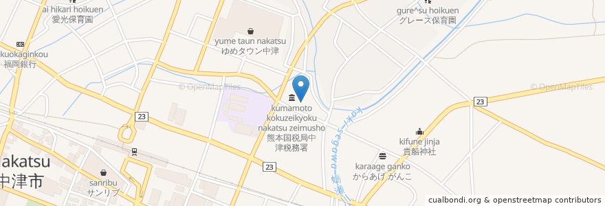 Mapa de ubicacion de 大分労働局中津労働基準監督署 en 日本, 大分県, 中津市.