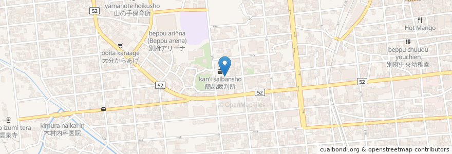 Mapa de ubicacion de 大分地方検察庁別府区検察庁 en Japonya, 大分県, 別府市.