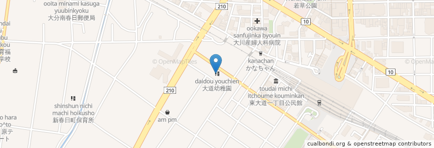 Mapa de ubicacion de 大道幼稚園 en Japão, 大分県, 大分市.