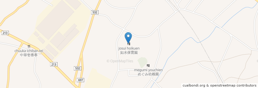 Mapa de ubicacion de 如水保育園 en 일본, 오이타현, 中津市.