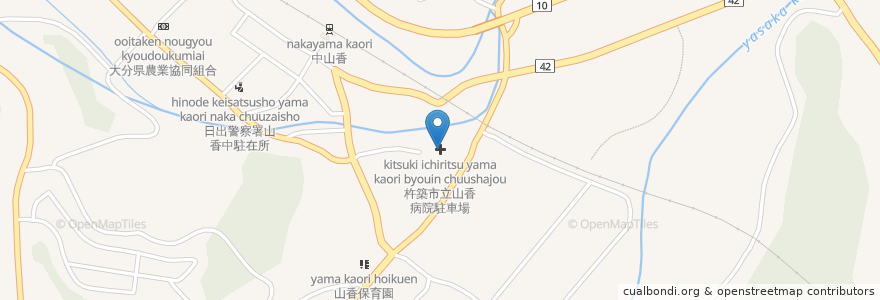 Mapa de ubicacion de 杵築市立山香病院駐車場 en ژاپن, 大分県, 杵築市.