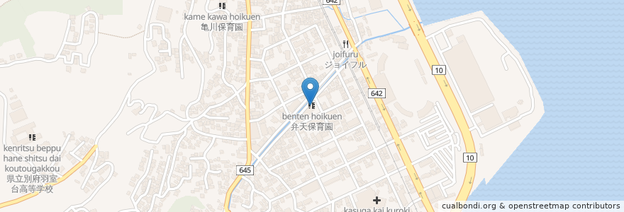 Mapa de ubicacion de 弁天保育園 en 日本, 大分県, 別府市.