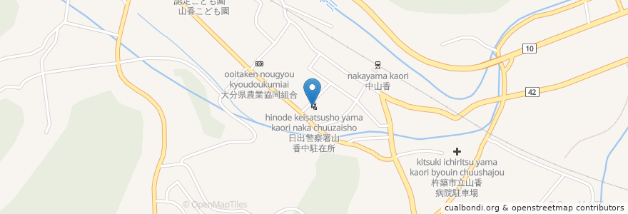 Mapa de ubicacion de 日出警察署山香中駐在所 en Jepun, 大分県, 杵築市.