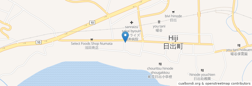 Mapa de ubicacion de 日出郵便局 en Japón, Prefectura De Ōita, 速見郡, 日出町.