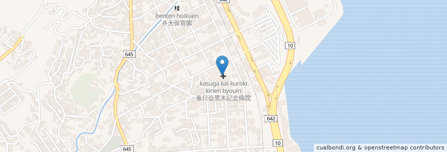 Mapa de ubicacion de 春日会黒木記念病院 en 日本, 大分県, 別府市.