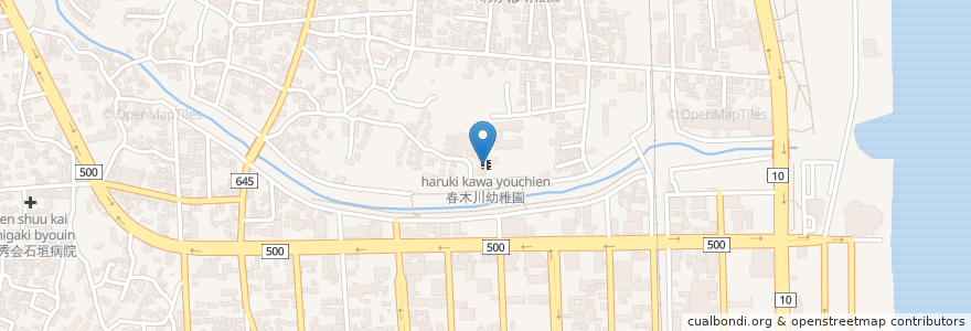 Mapa de ubicacion de 春木川幼稚園 en Japón, Prefectura De Ōita, 別府市.