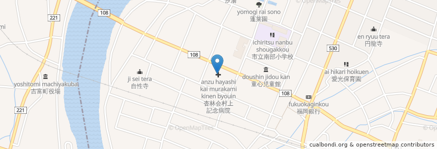 Mapa de ubicacion de 杏林会村上記念病院 en Япония, Оита, 中津市.
