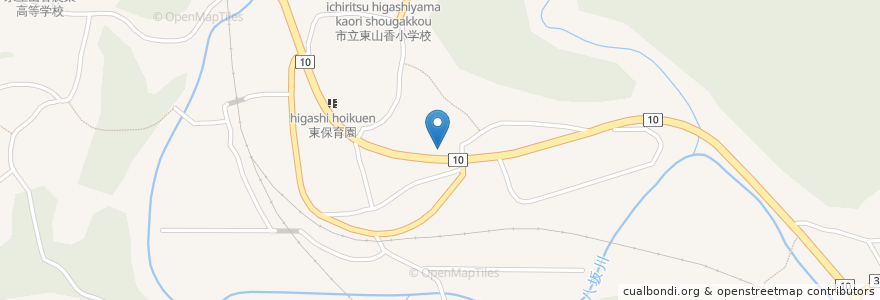 Mapa de ubicacion de 東山香郵便局 en 日本, 大分県, 杵築市.