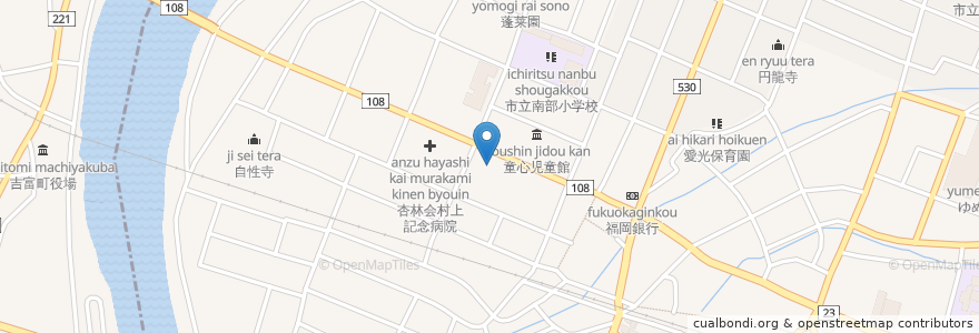 Mapa de ubicacion de 若草保育園 en Japonya, 大分県, 中津市.