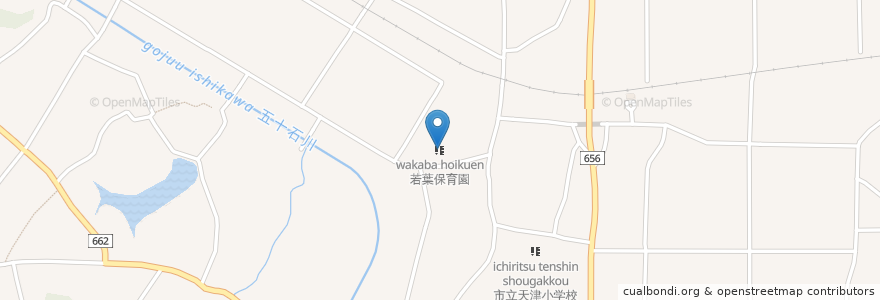 Mapa de ubicacion de 若葉保育園 en 日本, 大分県, 宇佐市.