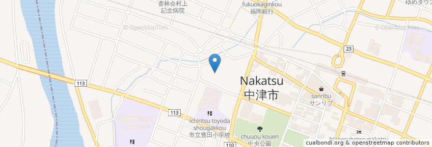 Mapa de ubicacion de 豊田幼稚園 en Japon, Préfecture D'Ōita, 中津市.
