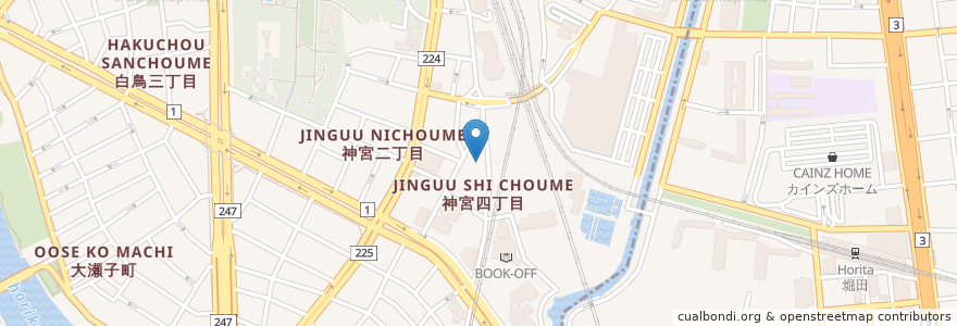 Mapa de ubicacion de あつた授産所 en Japan, 愛知県, Nagoya, 熱田区.
