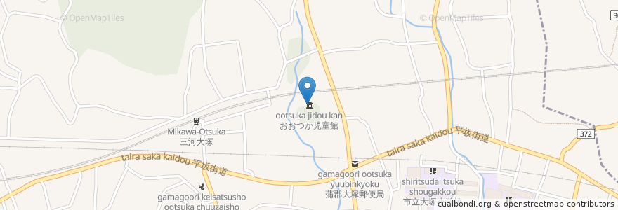 Mapa de ubicacion de おおつか児童館 en 日本, 愛知県, 蒲郡市.