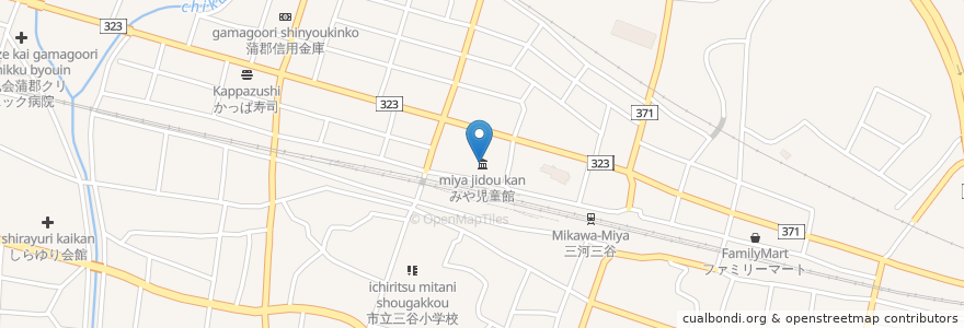 Mapa de ubicacion de みや児童館 en Japan, 愛知県, 蒲郡市.