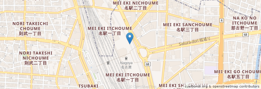 Mapa de ubicacion de タワーズ内郵便局 en 日本, 愛知県, 名古屋市, 中村区.