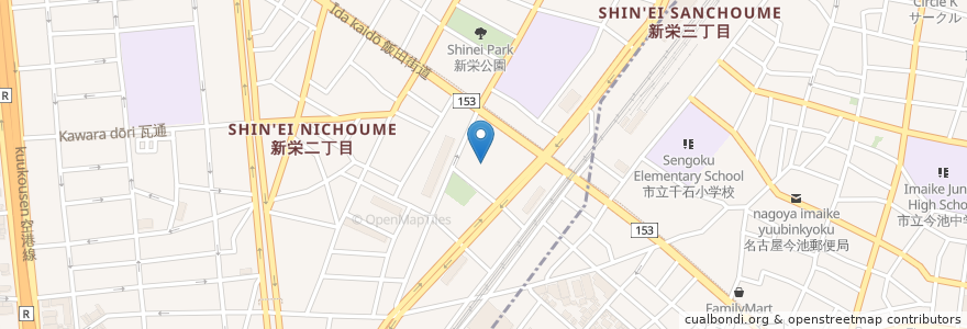 Mapa de ubicacion de ユートピアつくも在宅介護支援センター en 日本, 愛知県, 名古屋市, 中区.