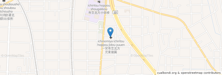 Mapa de ubicacion de 一宮市立北方児童遊園 en Япония, Айти, 一宮市.