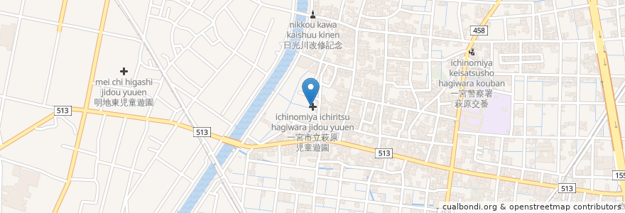 Mapa de ubicacion de 一宮市立萩原児童遊園 en اليابان, 愛知県, 一宮市.