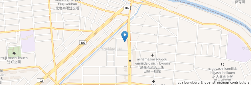 Mapa de ubicacion de 上飯田幼稚園 en 日本, 愛知県, 名古屋市, 北区.