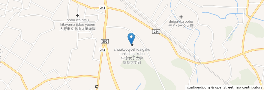 Mapa de ubicacion de 中京女子大学短期大学部 en Japan, Präfektur Aichi, 大府市.