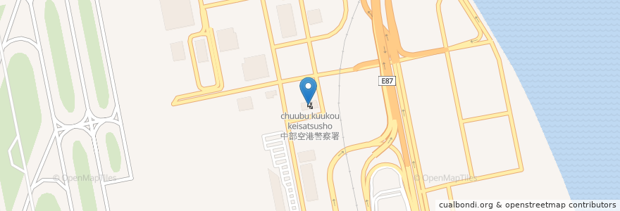 Mapa de ubicacion de 中部空港警察署 en Giappone, Prefettura Di Aichi, 常滑市.