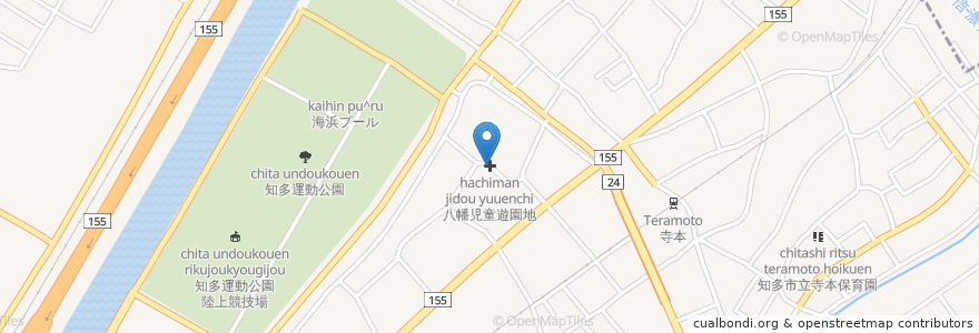 Mapa de ubicacion de 八幡児童遊園地 en اليابان, 愛知県, 知多市.