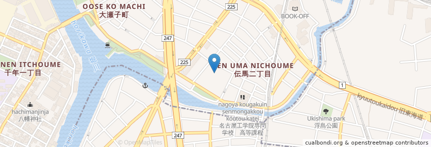 Mapa de ubicacion de 内田橋聖アントニオ幼稚園 en Japon, Préfecture D'Aichi, 名古屋市, 熱田区.