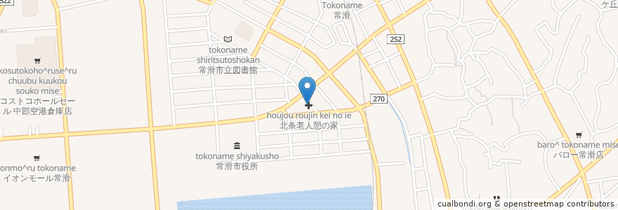 Mapa de ubicacion de 北条老人憩の家 en Japonya, 愛知県, 常滑市.