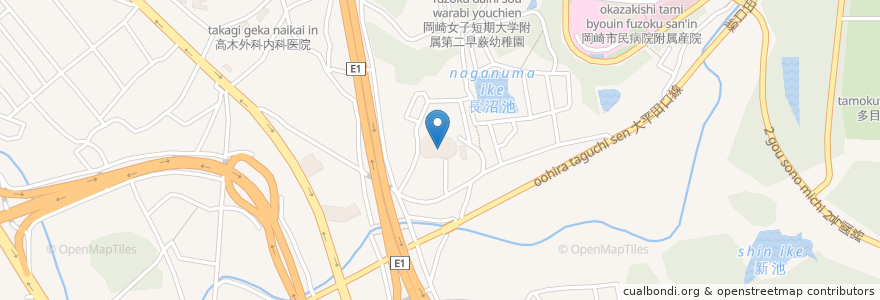 Mapa de ubicacion de 博報会岡崎東病院 en Япония, Айти, 岡崎市.