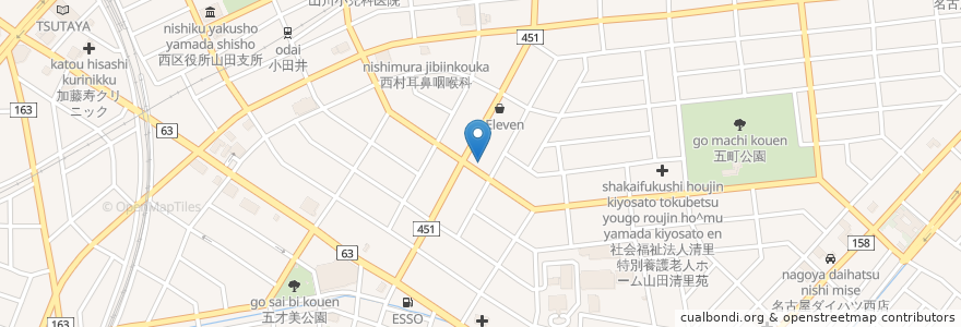 Mapa de ubicacion de 名古屋上小田井郵便局 en Giappone, Prefettura Di Aichi, 名古屋市, 西区.