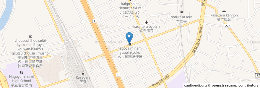 Mapa de ubicacion de 名古屋南郵便局 en 日本, 愛知県, 名古屋市, 南区.