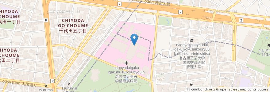 Mapa de ubicacion de 名古屋大学（医学部） en Japon, Préfecture D'Aichi, 名古屋市, 昭和区, 中区.