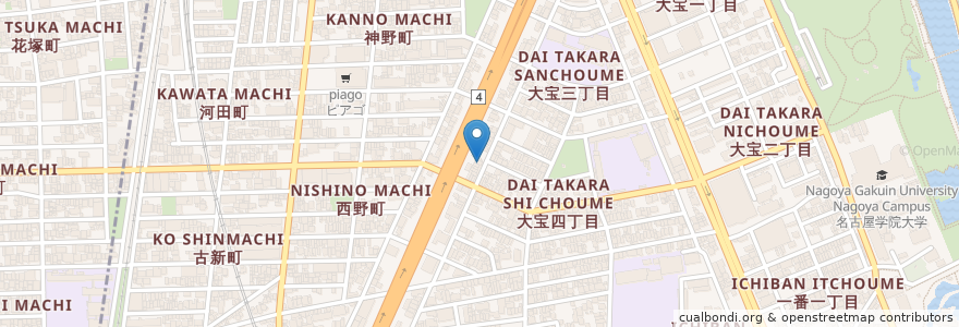 Mapa de ubicacion de 名古屋大宝郵便局 en ژاپن, 愛知県, 名古屋市, 熱田区.