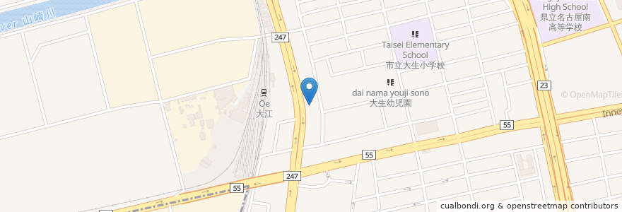 Mapa de ubicacion de 名古屋大江郵便局 en Giappone, Prefettura Di Aichi, 名古屋市, 南区.