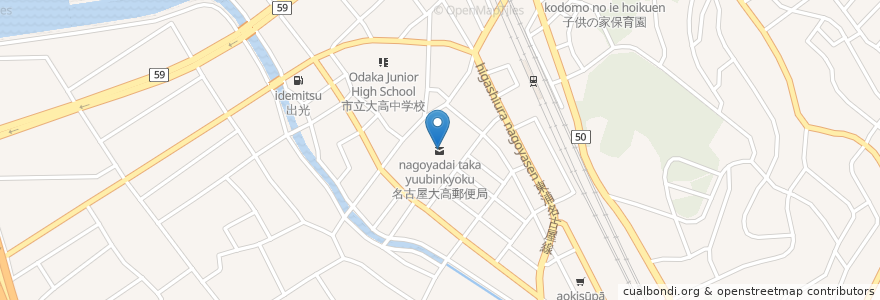 Mapa de ubicacion de 名古屋大高郵便局 en Japonya, 愛知県, 名古屋市, 緑区.