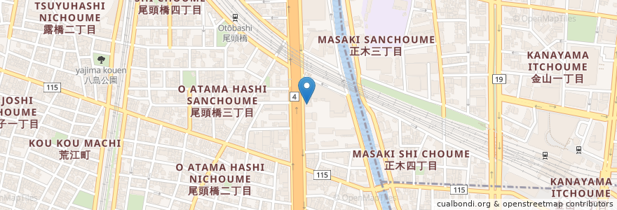 Mapa de ubicacion de 名古屋市消防局中川消防署尾頭橋出張所 en Japon, Préfecture D'Aichi, 名古屋市, 中川区.