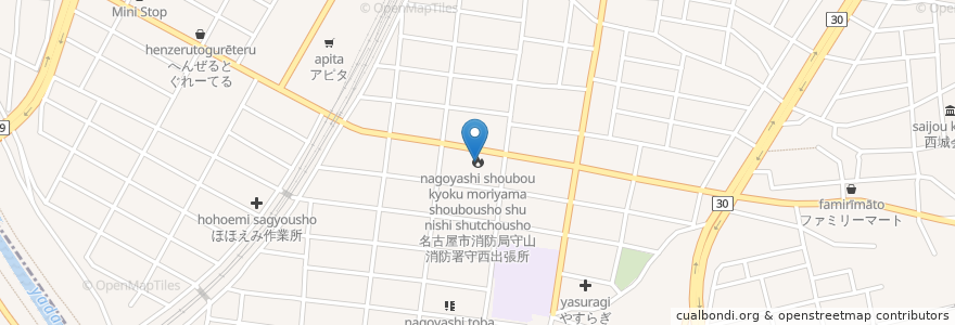 Mapa de ubicacion de 名古屋市消防局守山消防署守西出張所 en 日本, 愛知県, 名古屋市, 守山区.