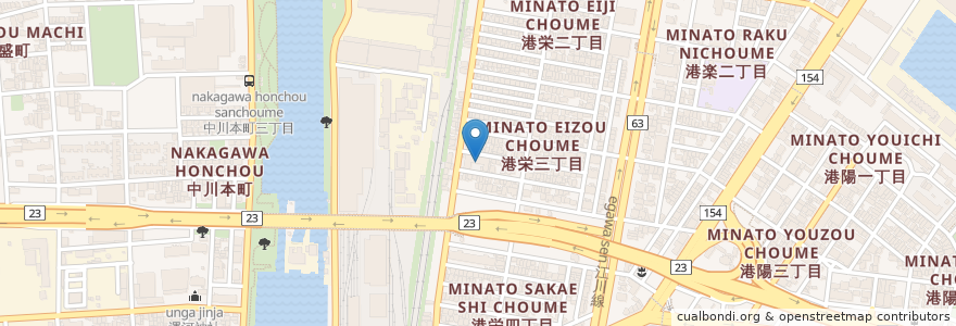 Mapa de ubicacion de 名古屋市港保育園 en Japon, Préfecture D'Aichi, 名古屋市, 港区.