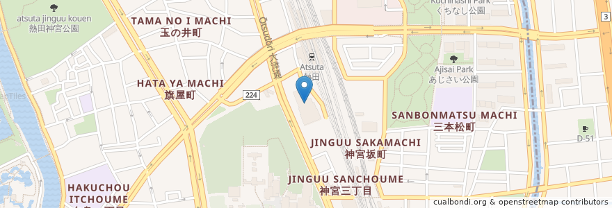 Mapa de ubicacion de 名古屋市熱田図書館 en Jepun, 愛知県, 名古屋市, 熱田区.
