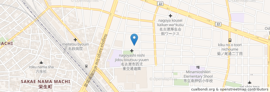 Mapa de ubicacion de 名古屋市藤の宮保育園 en Japon, Préfecture D'Aichi, 名古屋市, 西区.