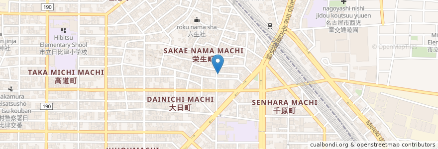 Mapa de ubicacion de 名古屋栄生郵便局 en Japon, Préfecture D'Aichi, 名古屋市, 中村区.