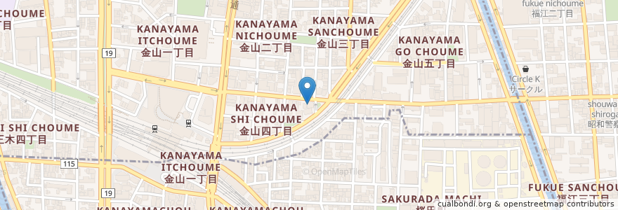 Mapa de ubicacion de 名古屋流町郵便局 en 일본, 아이치현, 나고야 시.