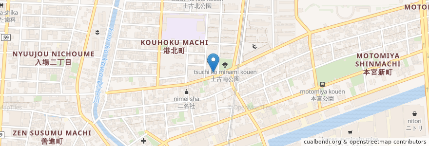 Mapa de ubicacion de 名古屋港北郵便局 en Jepun, 愛知県, 名古屋市, 港区.