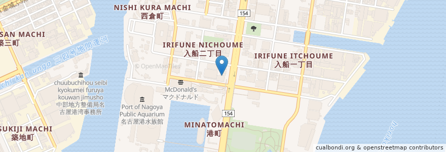 Mapa de ubicacion de 名古屋港郵便局埠頭分室 en ژاپن, 愛知県, 名古屋市, 港区.