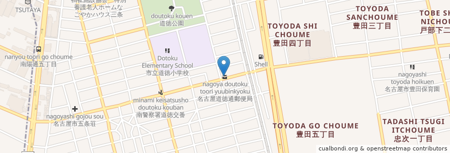Mapa de ubicacion de 名古屋道徳通郵便局 en 일본, 아이치현, 나고야 시, 南区.